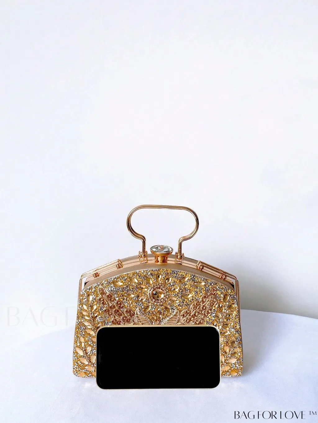BagForLove - Chic Rhinestone Embellished Top-Handle Box Bag: Elevate Your Style