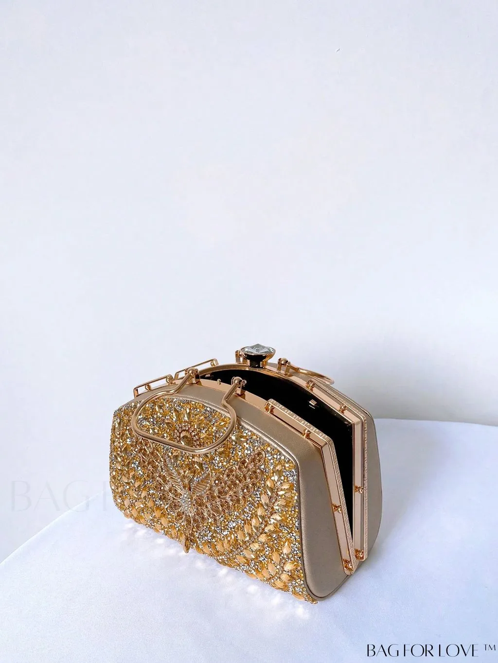 BagForLove - Chic Rhinestone Embellished Top-Handle Box Bag: Elevate Your Style