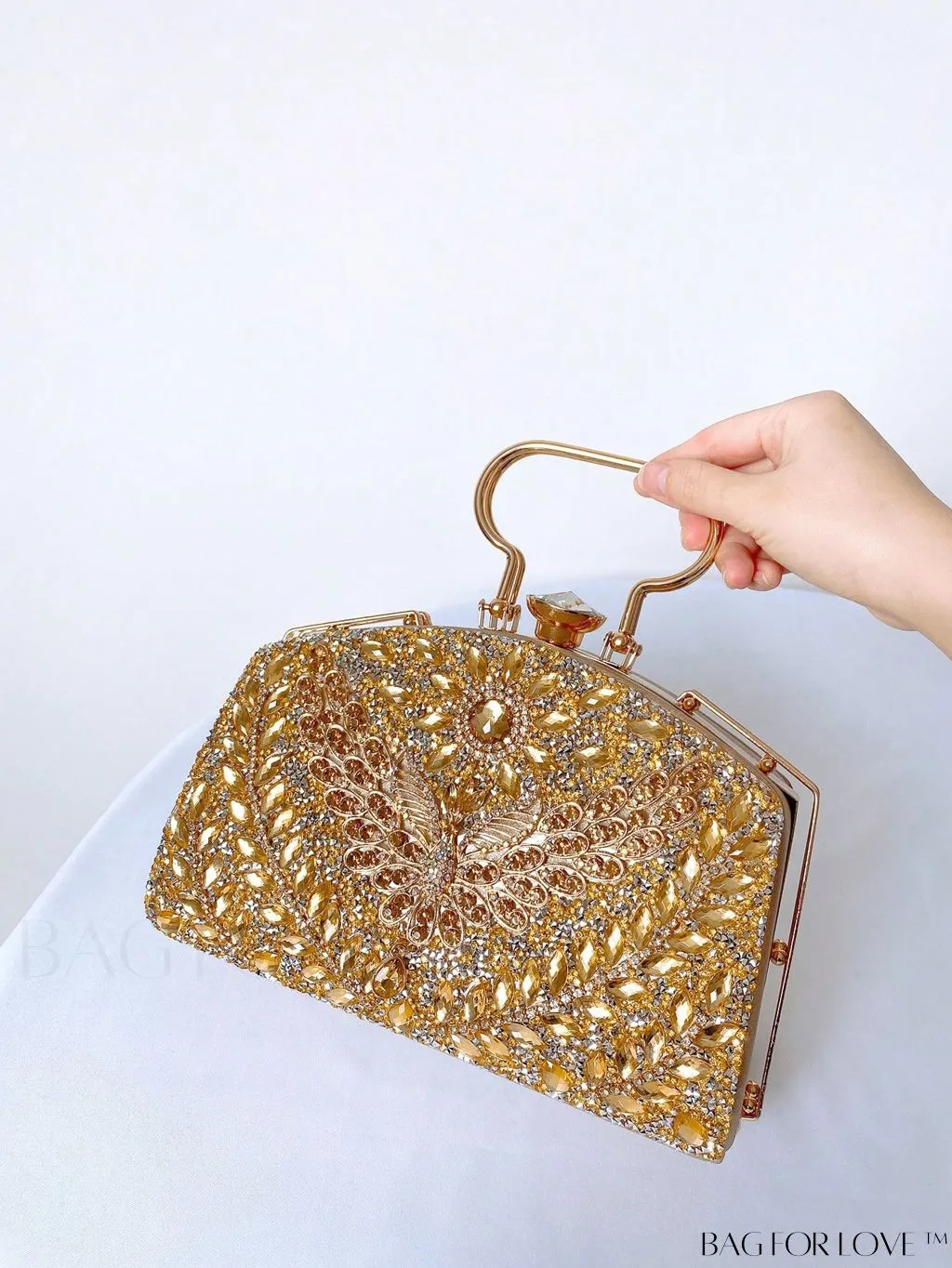 BagForLove - Chic Rhinestone Embellished Top-Handle Box Bag: Elevate Your Style