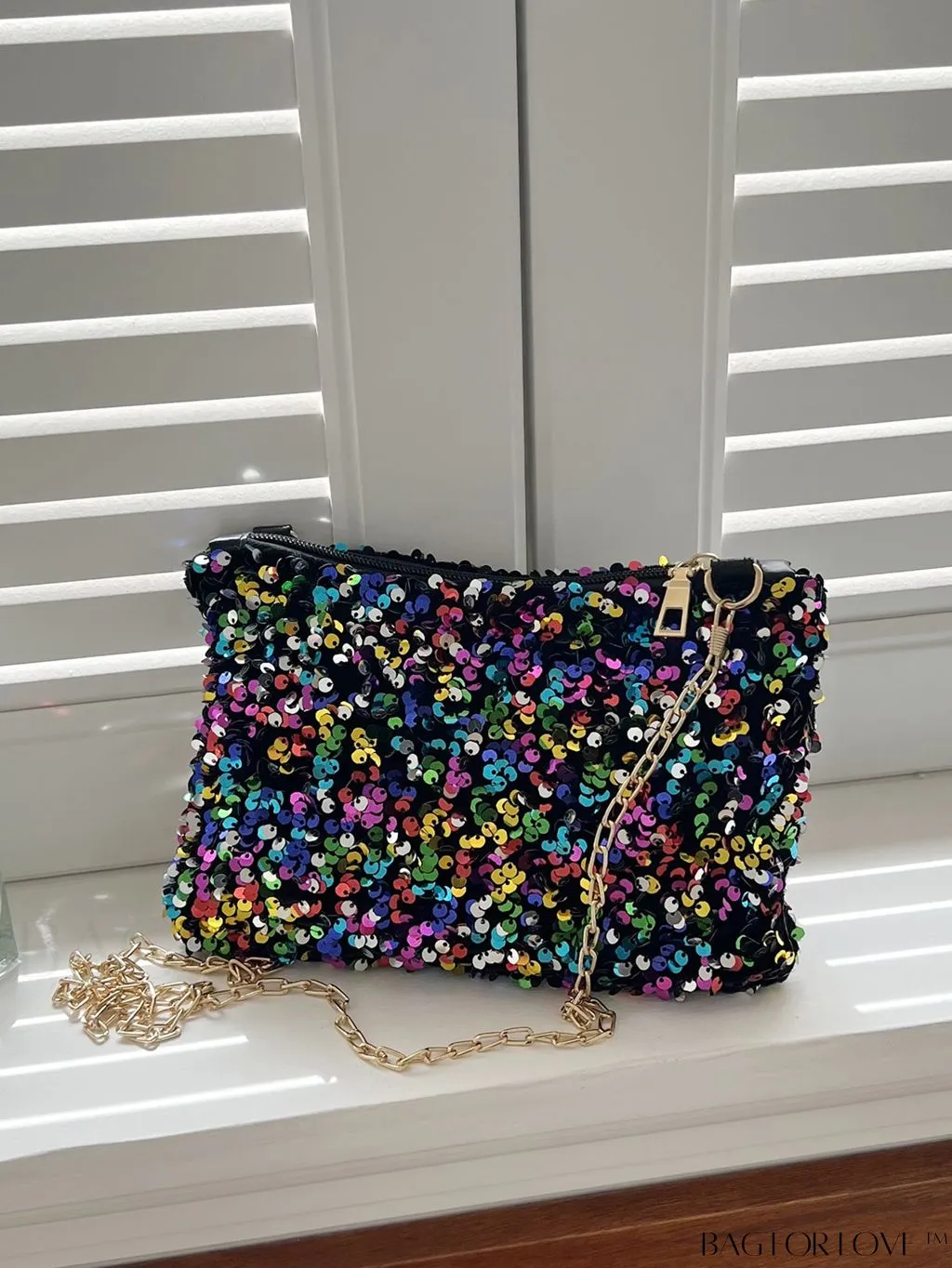 BagForLove - Chic Sequin Chain Zipper Square Bag - Small and Glamorous