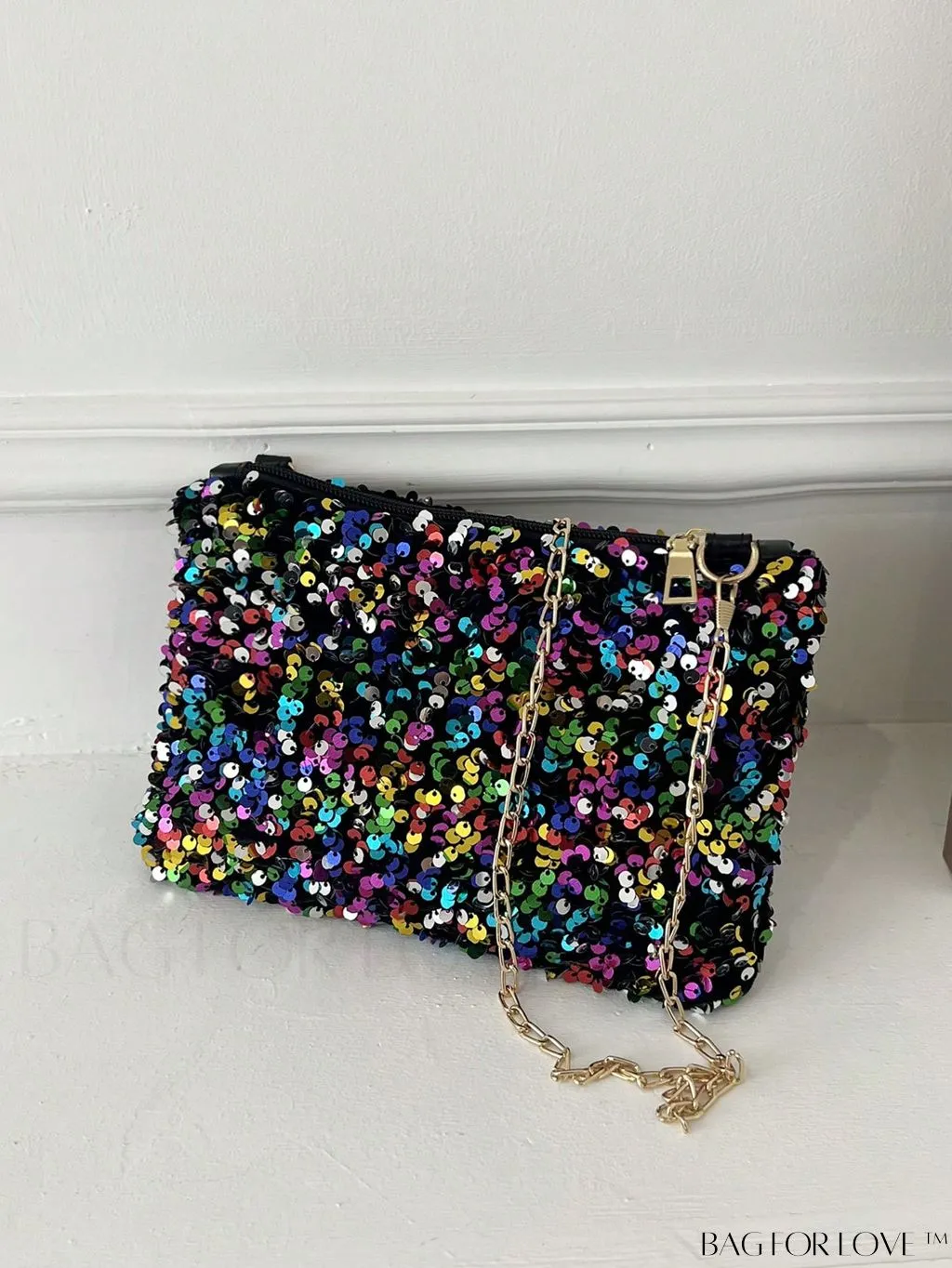 BagForLove - Chic Sequin Chain Zipper Square Bag - Small and Glamorous