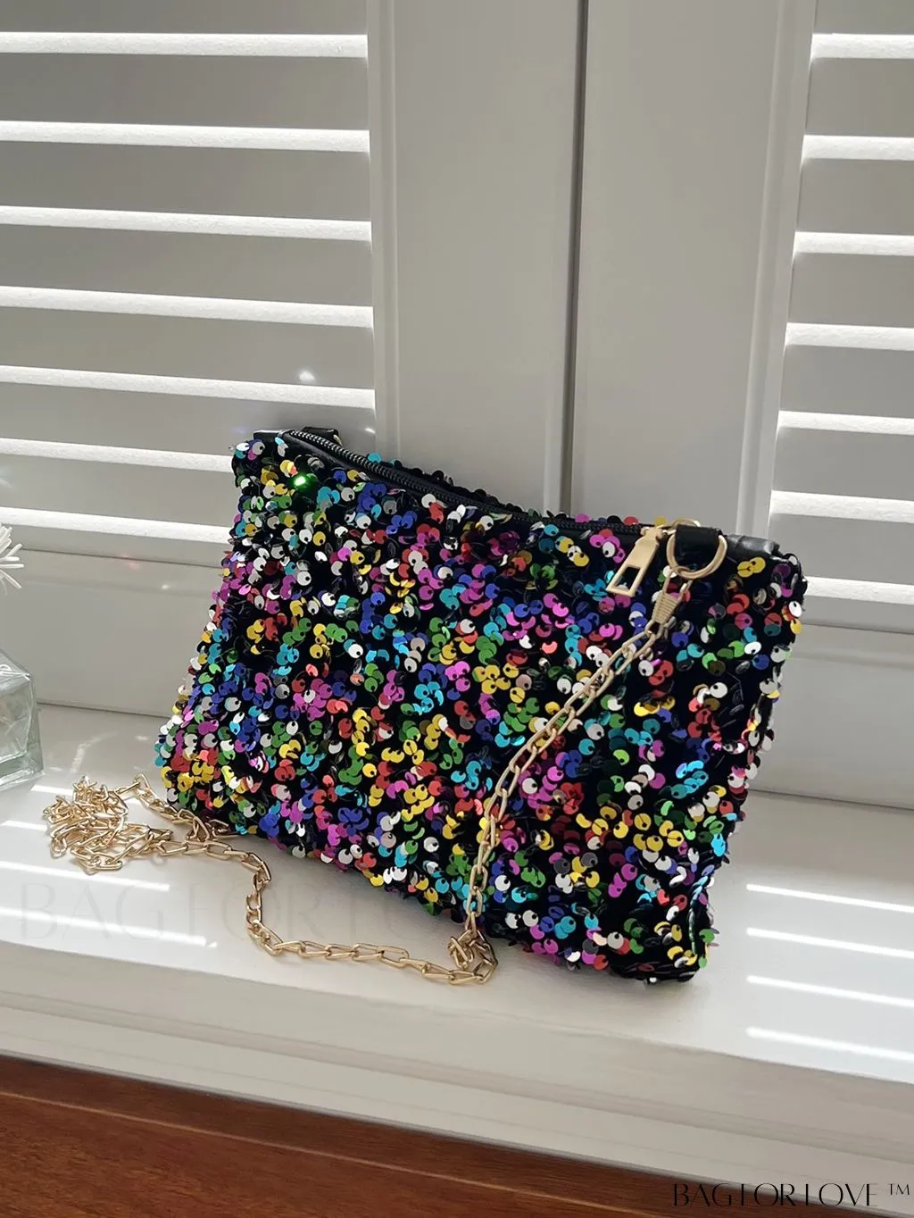 BagForLove - Chic Sequin Chain Zipper Square Bag - Small and Glamorous