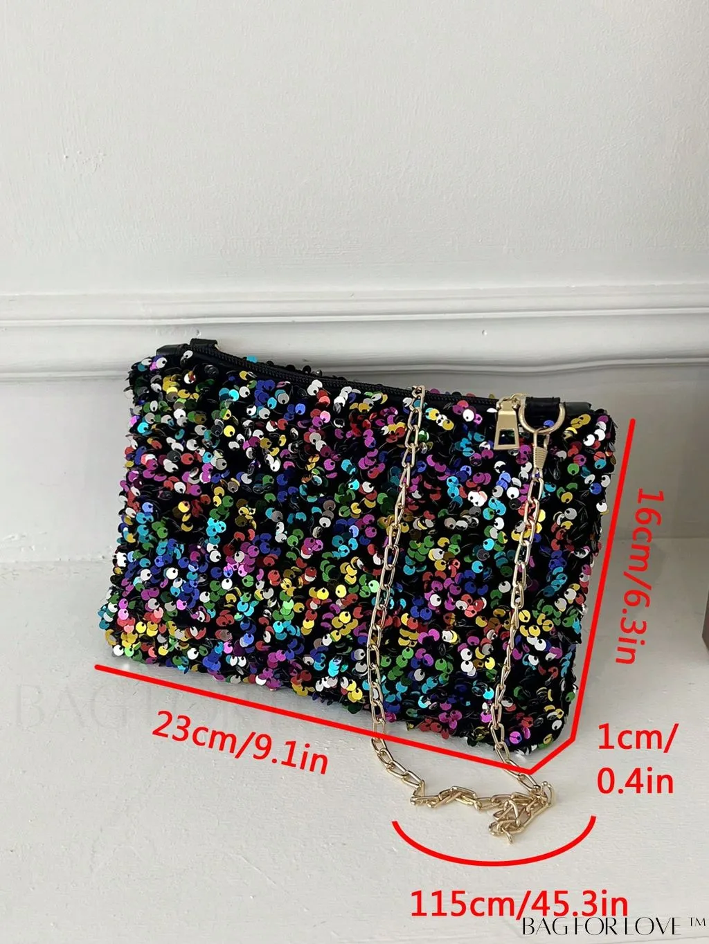 BagForLove - Chic Sequin Chain Zipper Square Bag - Small and Glamorous