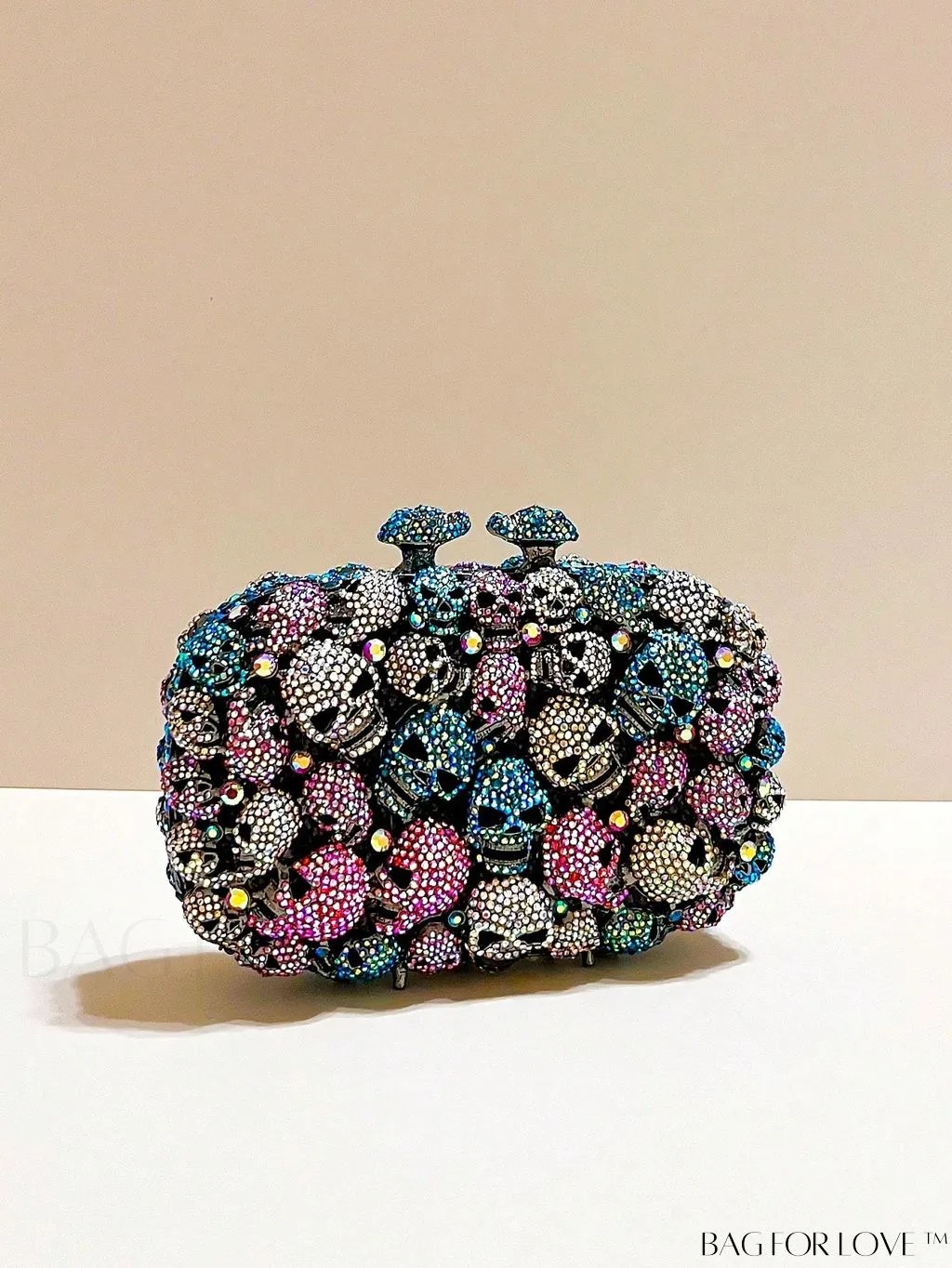 BagForLove - Crystal Skull Evening Clutch: Elegant Halloween Handbag for Parties and Cocktails