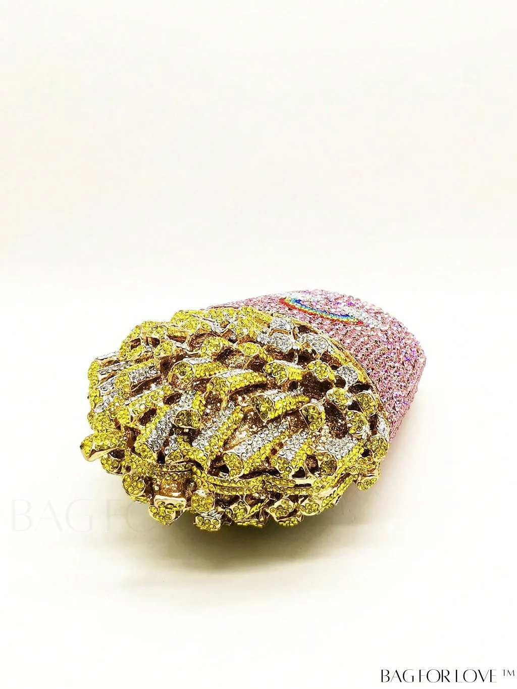 BagForLove - Fries Design Rhinestone Clutch: Elegant Handbag for Wedding Parties and Evening Events