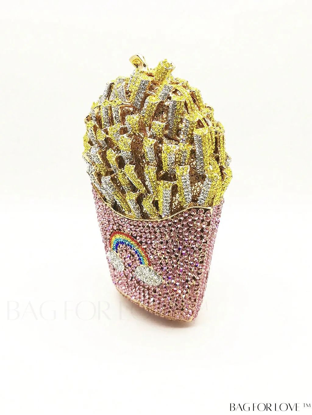 BagForLove - Fries Design Rhinestone Clutch: Elegant Handbag for Wedding Parties and Evening Events