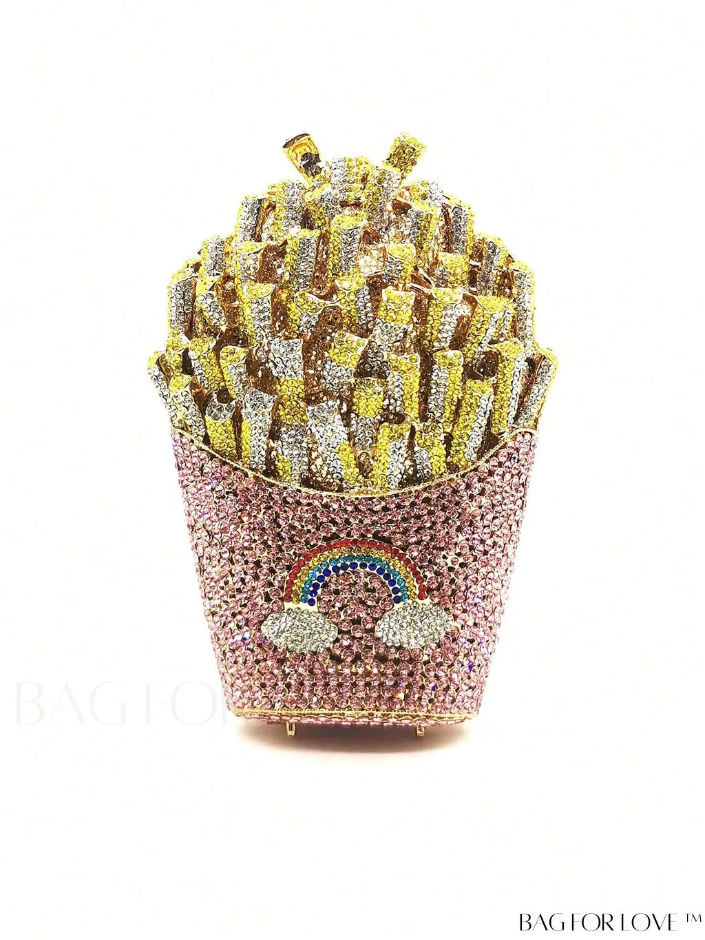 BagForLove - Fries Design Rhinestone Clutch: Elegant Handbag for Wedding Parties and Evening Events