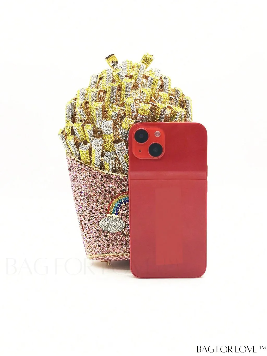 BagForLove - Fries Design Rhinestone Clutch: Elegant Handbag for Wedding Parties and Evening Events