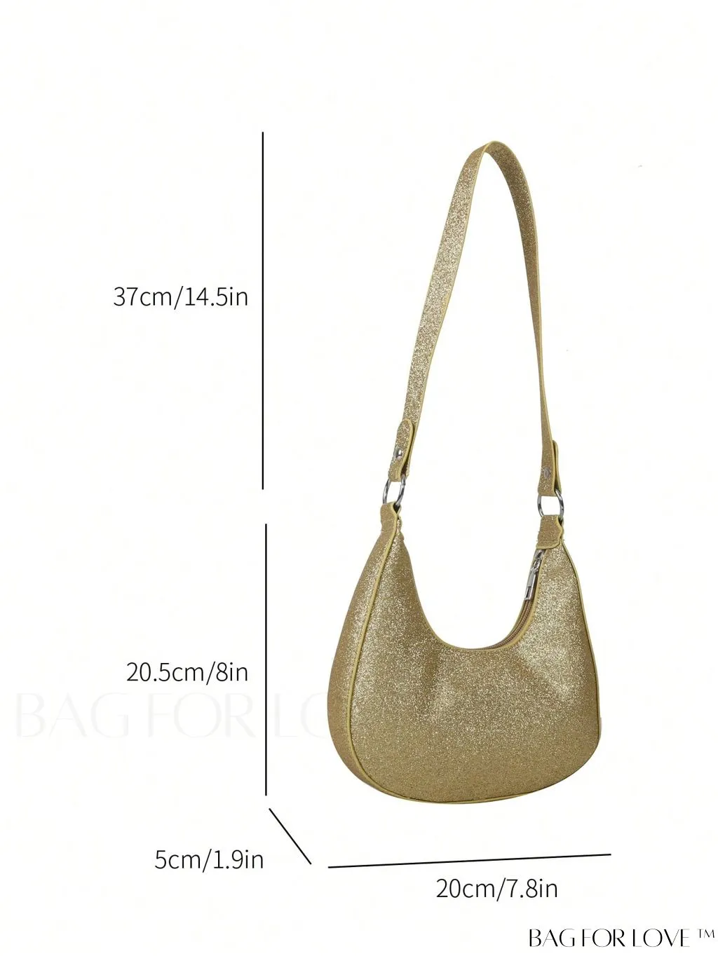BagForLove - Glamorous Gold Glitter Hobo Bag - Exuding Elegance and Sparkle