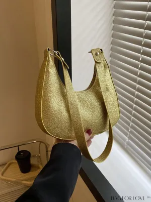 BagForLove - Glamorous Gold Glitter Hobo Bag - Exuding Elegance and Sparkle