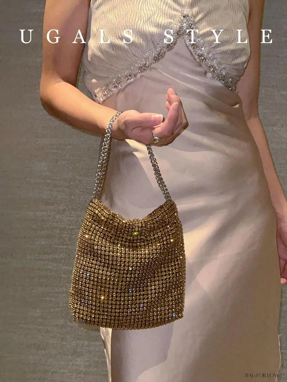 BagForLove - Glamorous Woven Mesh Bucket Bag Perfect for Formal Occasions