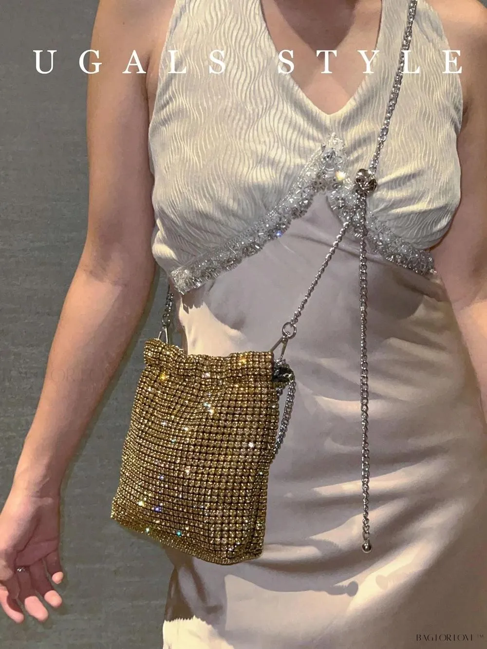 BagForLove - Glamorous Woven Mesh Bucket Bag Perfect for Formal Occasions