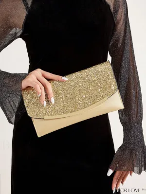 BagForLove - Medium Flap Glitter Envelope Bag - Elegant and Glamorous