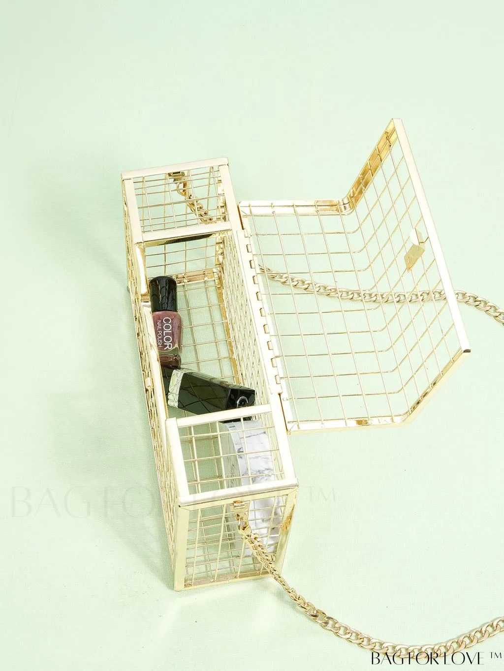 BagForLove - Metal Box Bag with Hollow Out Design, Ideal Bridal Purse for Weddings, Proms, and Parties