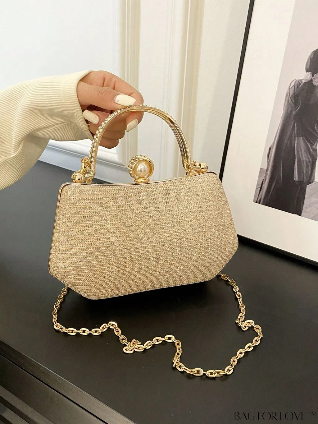 BagForLove - Mini Glamorous Glitter Pearl & Rhinestone Box Bag