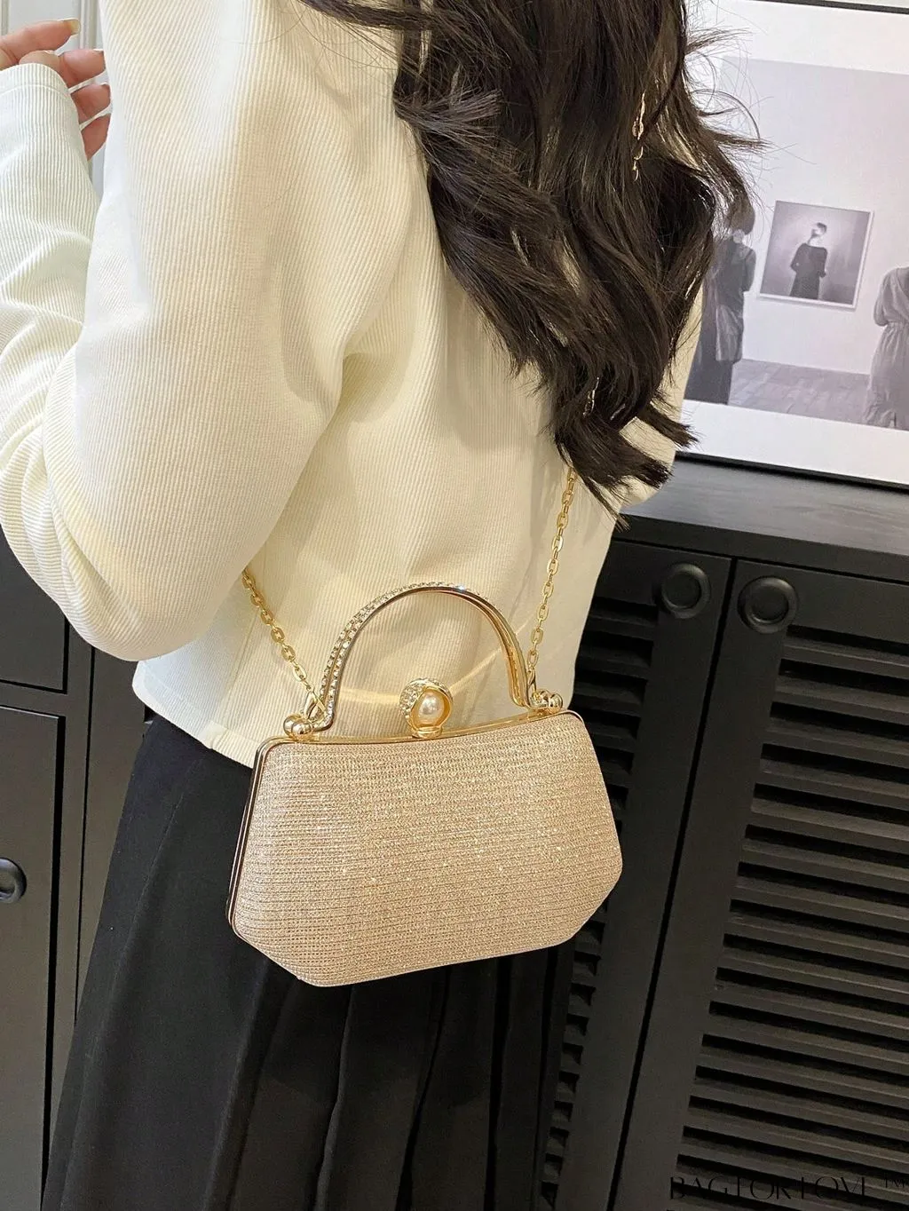 BagForLove - Mini Glamorous Glitter Pearl & Rhinestone Box Bag