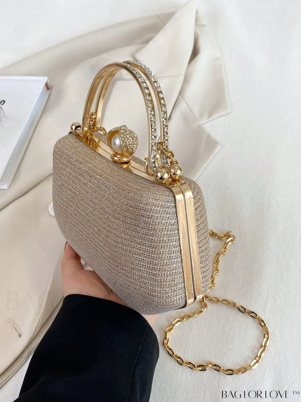 BagForLove - Mini Glamorous Glitter Pearl & Rhinestone Box Bag