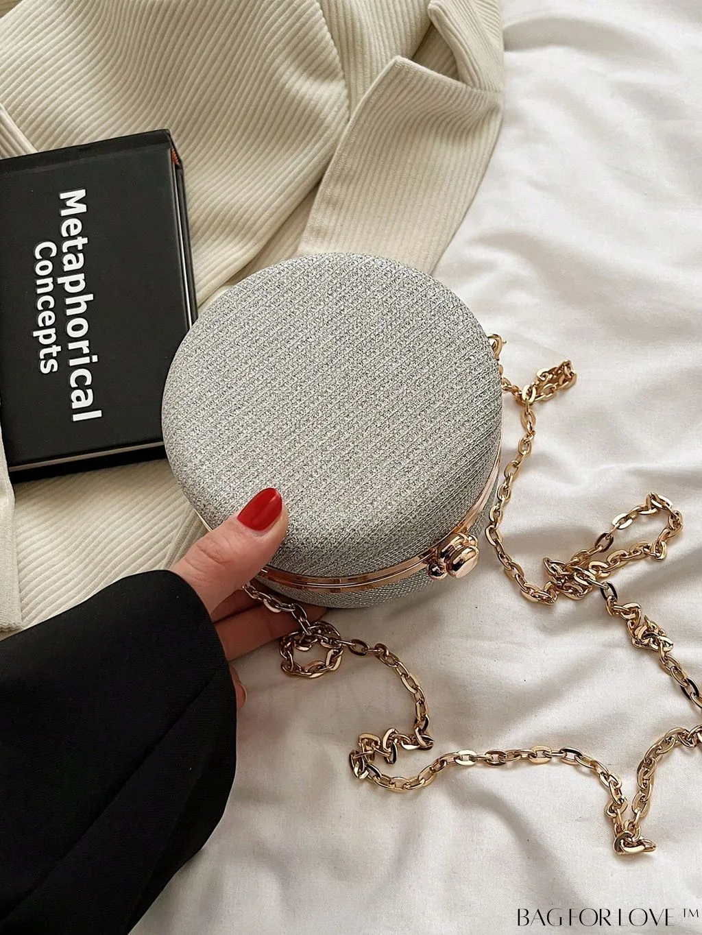 BagForLove - Mini Glitter Circle Bag - The Ultimate Glamorous Purse for Weddings, Proms & Parties