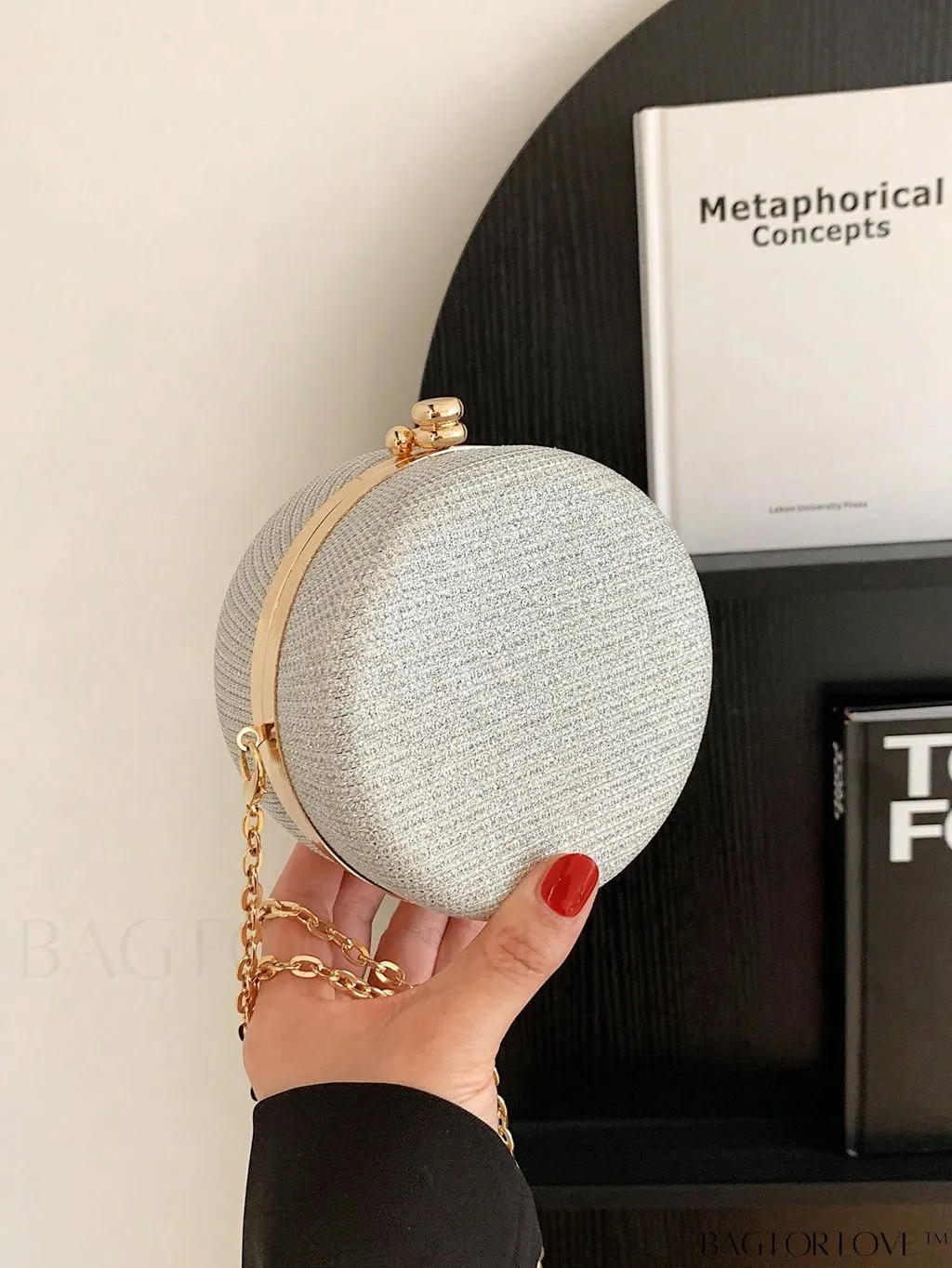 BagForLove - Mini Glitter Circle Bag - The Ultimate Glamorous Purse for Weddings, Proms & Parties