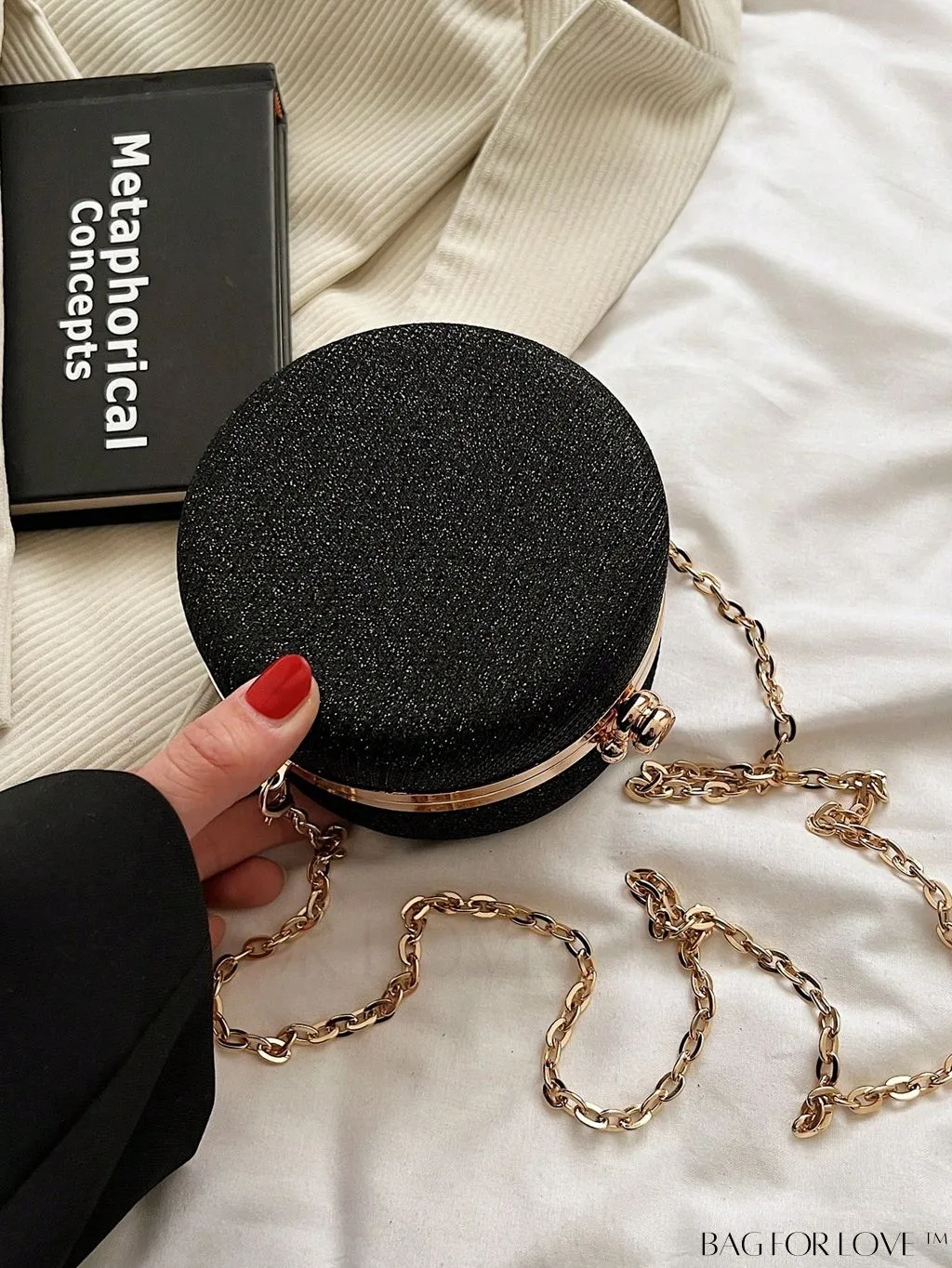 BagForLove - Mini Glitter Circle Bag - The Ultimate Glamorous Purse for Weddings, Proms & Parties