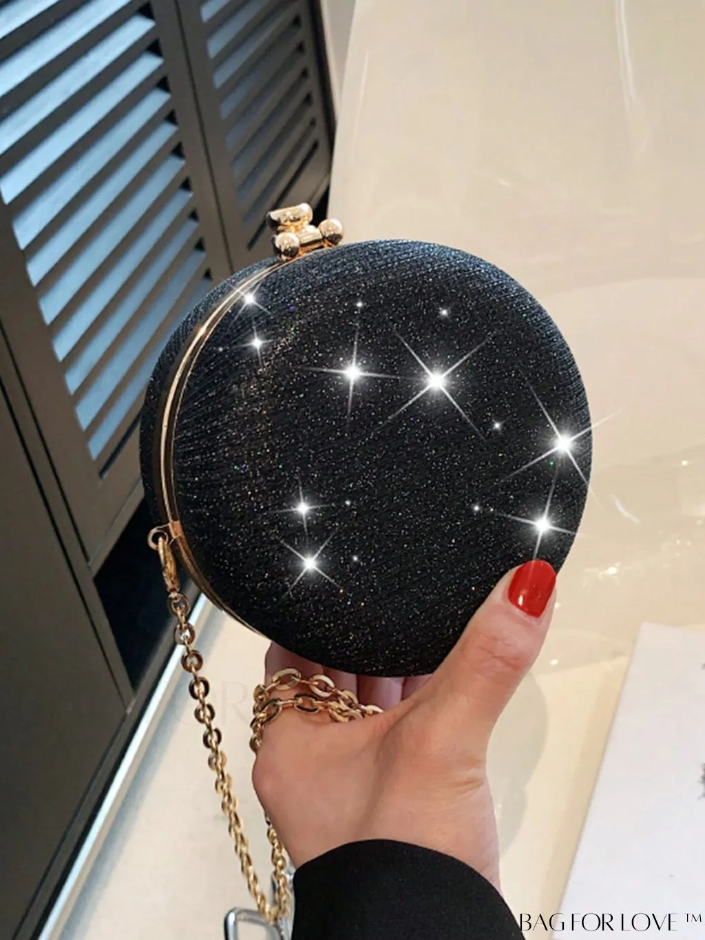 BagForLove - Mini Glitter Circle Bag - The Ultimate Glamorous Purse for Weddings, Proms & Parties