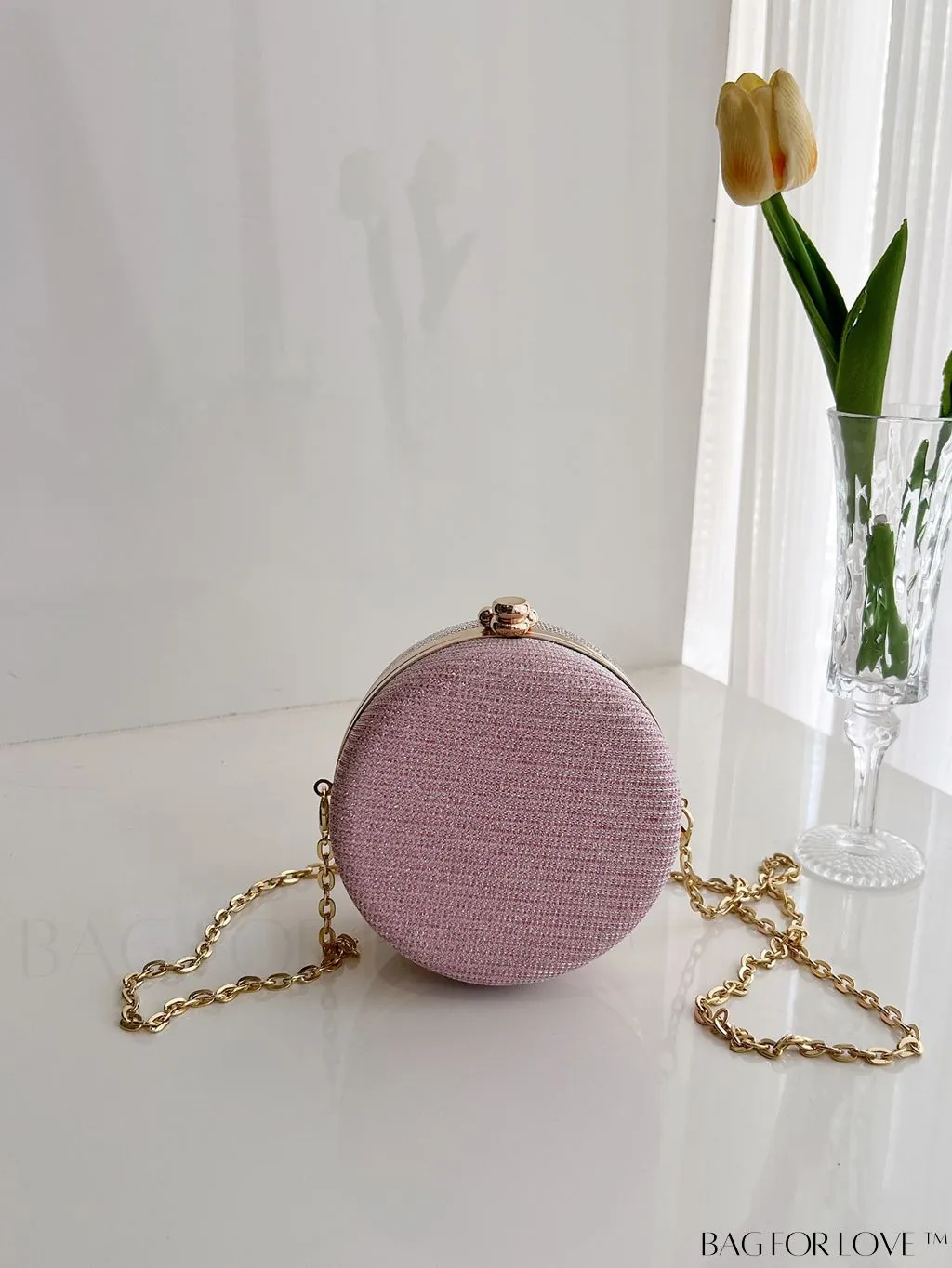 BagForLove - Mini Glitter Circle Bag - The Ultimate Glamorous Purse for Weddings, Proms & Parties