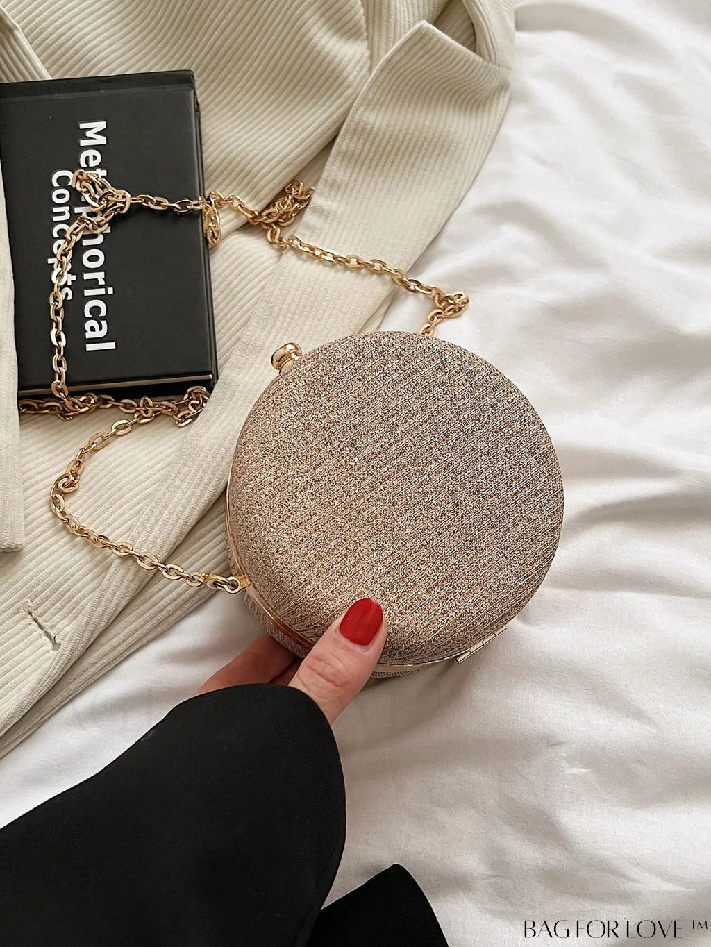 BagForLove - Mini Glitter Circle Bag - The Ultimate Glamorous Purse for Weddings, Proms & Parties