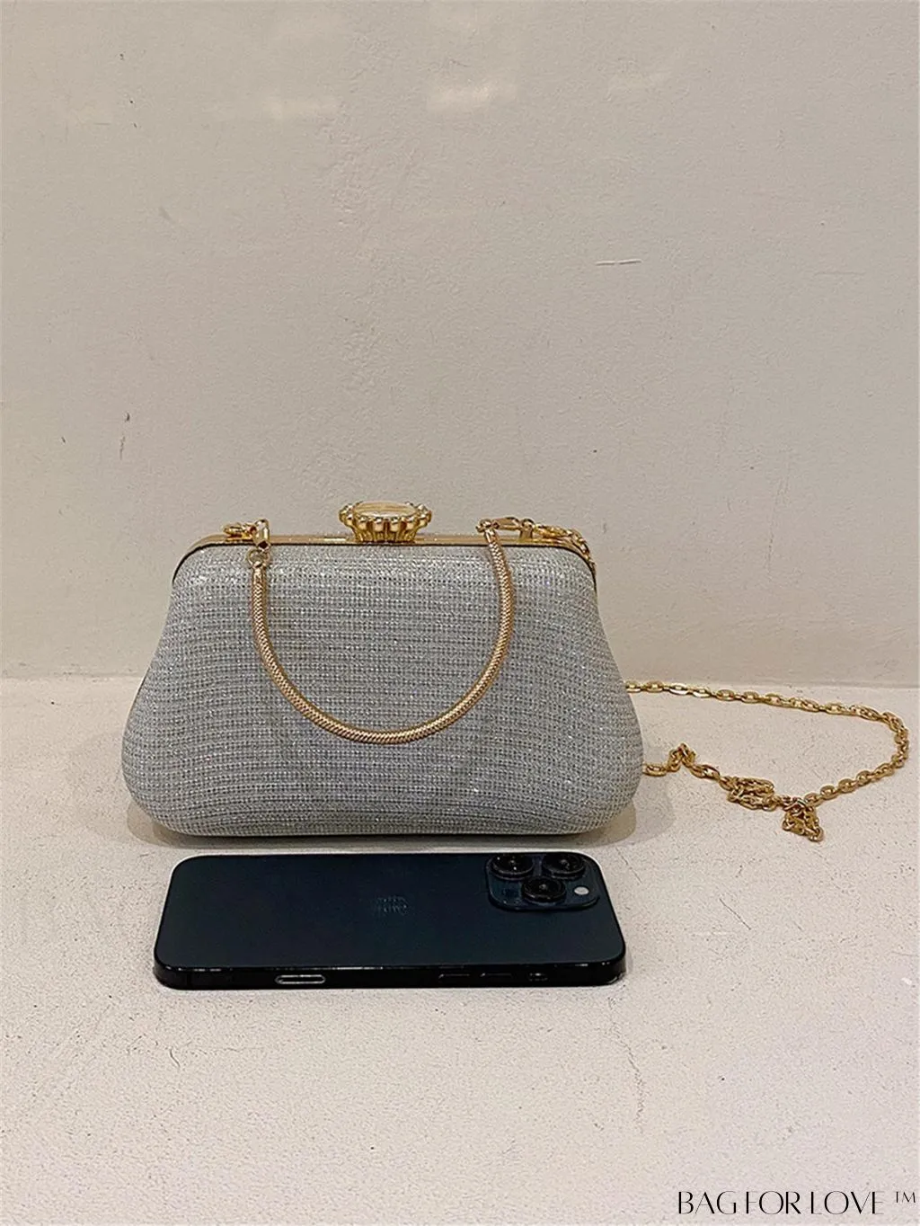 BagForLove - Party-Ready Glamorous Small Clip-Top Glitter Box Bag