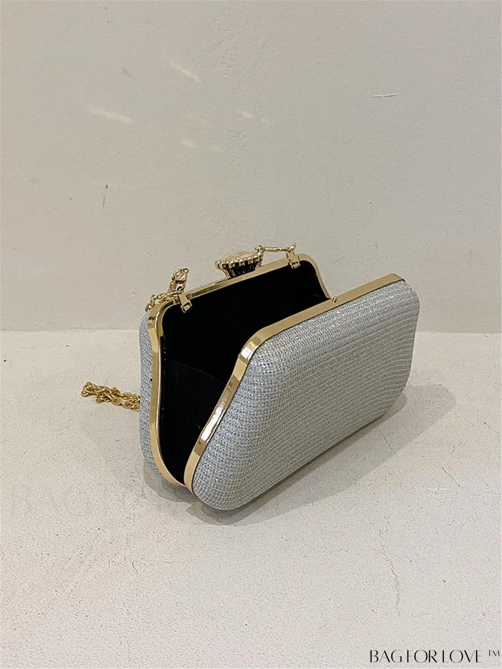 BagForLove - Party-Ready Glamorous Small Clip-Top Glitter Box Bag