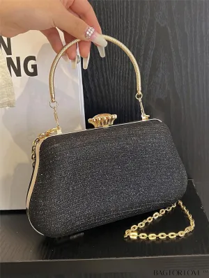 BagForLove - Party-Ready Glamorous Small Clip-Top Glitter Box Bag