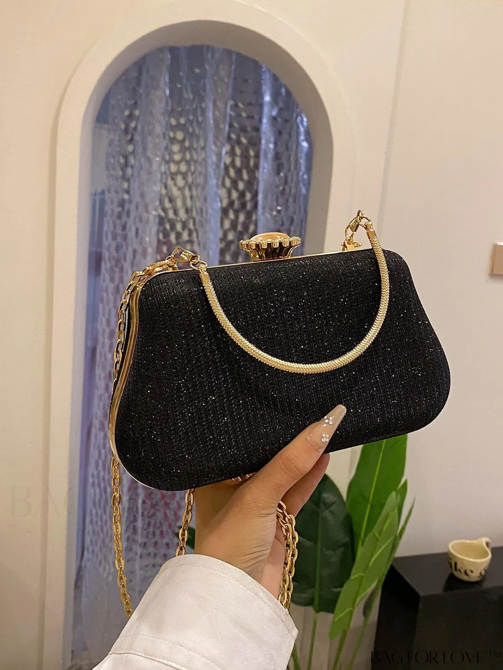 BagForLove - Party-Ready Glamorous Small Clip-Top Glitter Box Bag