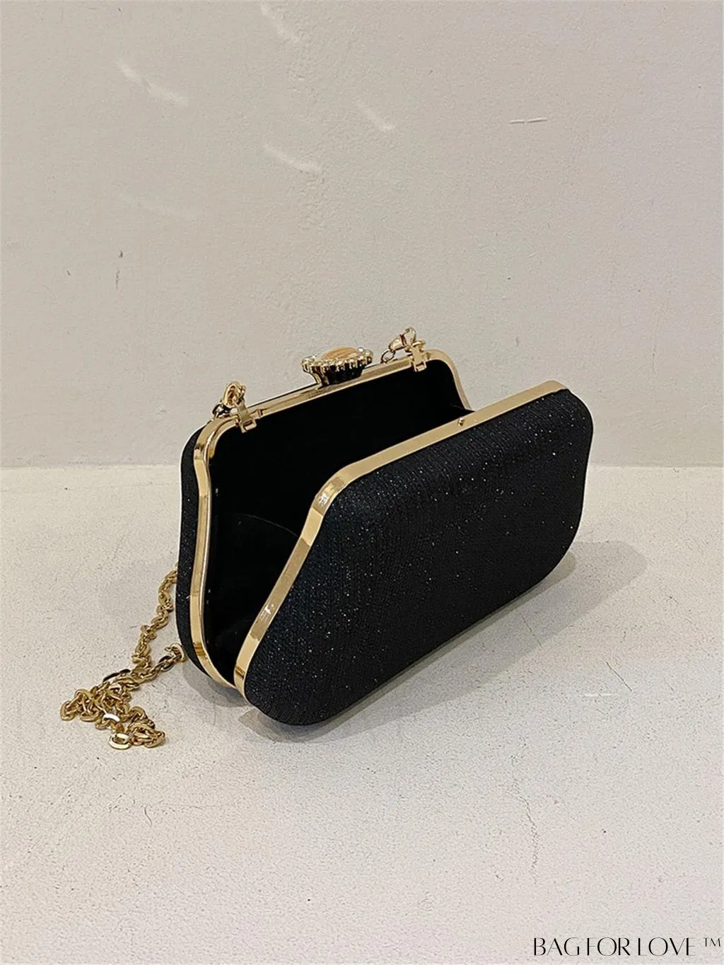 BagForLove - Party-Ready Glamorous Small Clip-Top Glitter Box Bag