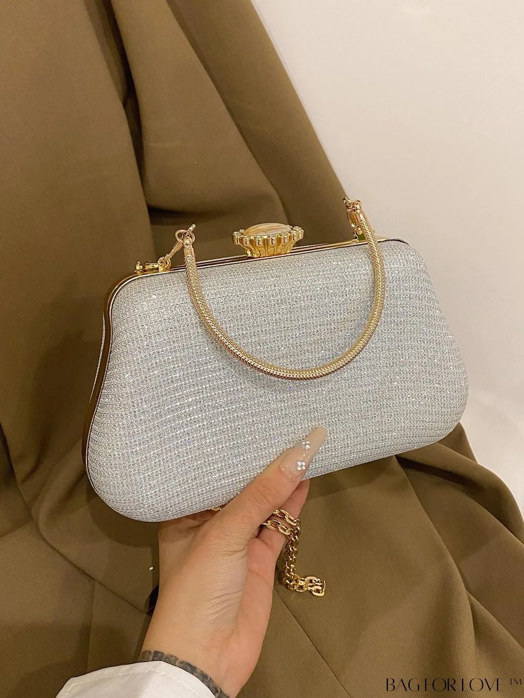 BagForLove - Party-Ready Glamorous Small Clip-Top Glitter Box Bag