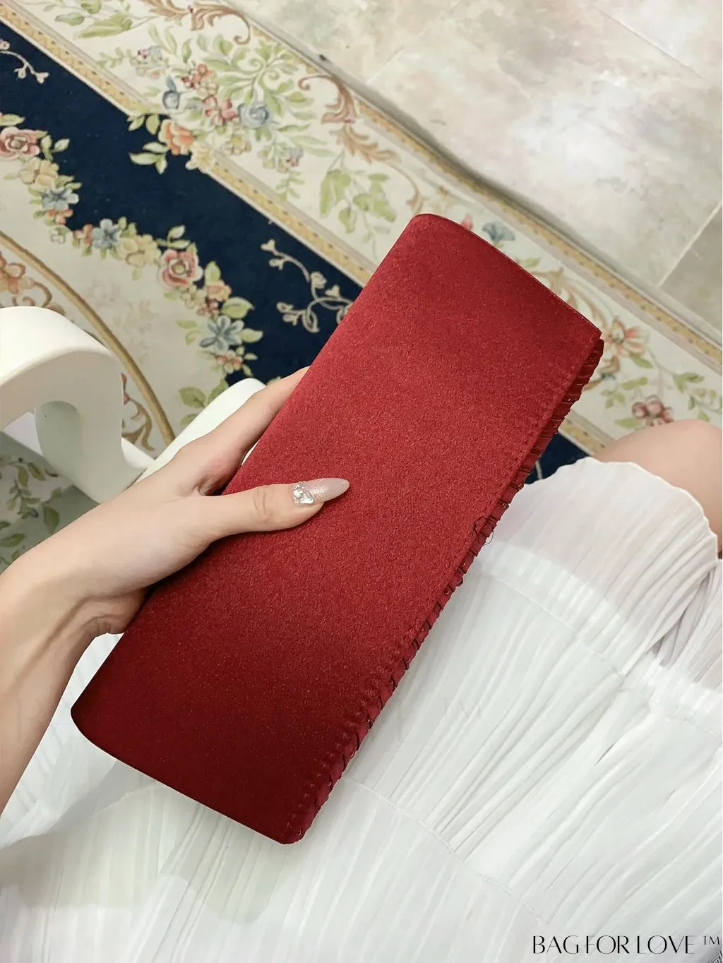 BagForLove - Party-ready Rhinestone Envelope Clutch with Ruched Detail