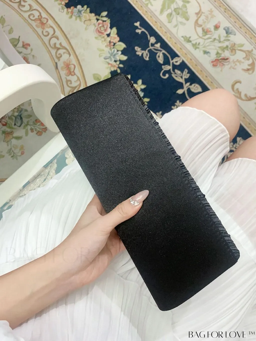 BagForLove - Party-ready Rhinestone Envelope Clutch with Ruched Detail
