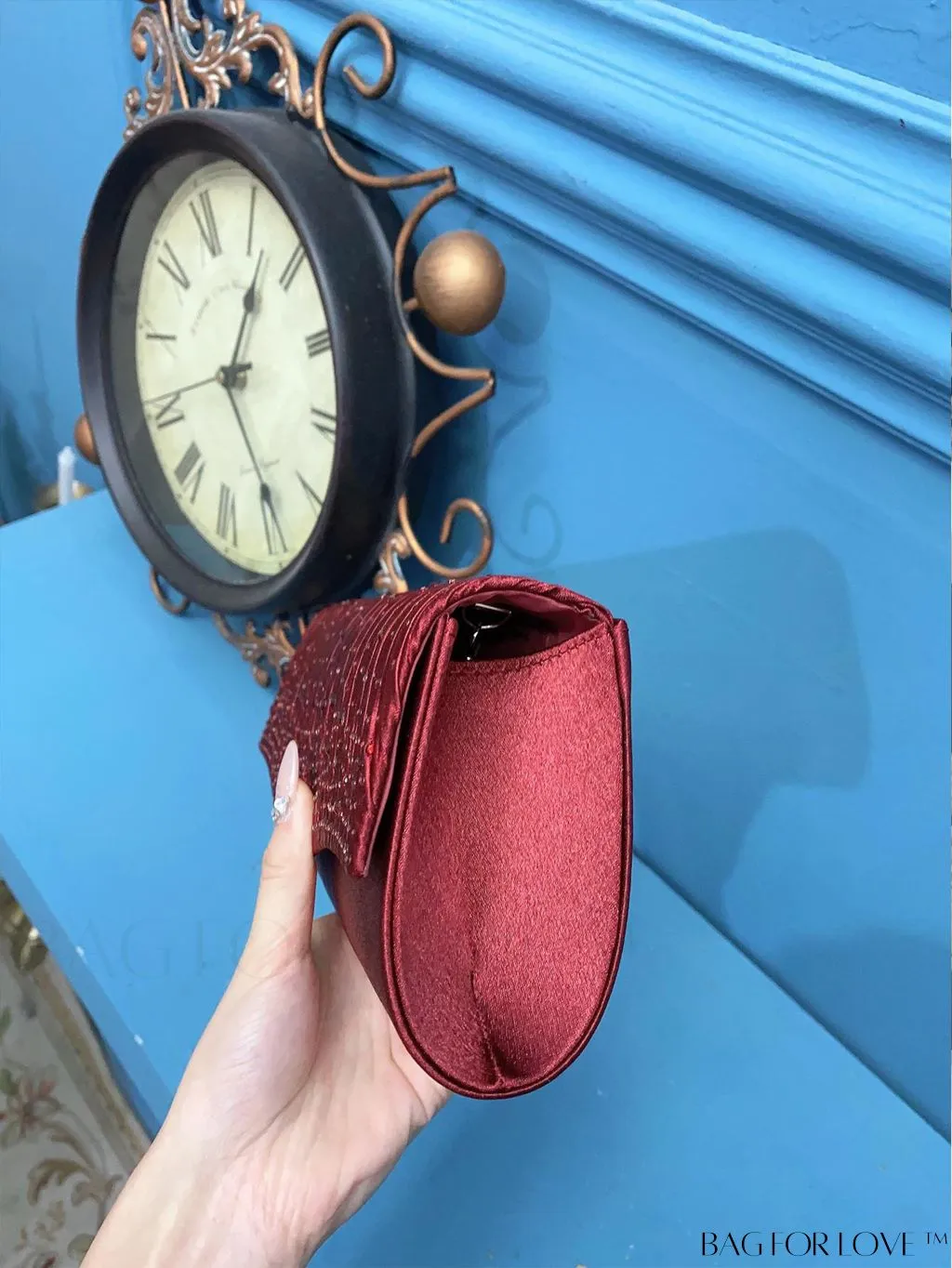 BagForLove - Party-ready Rhinestone Envelope Clutch with Ruched Detail