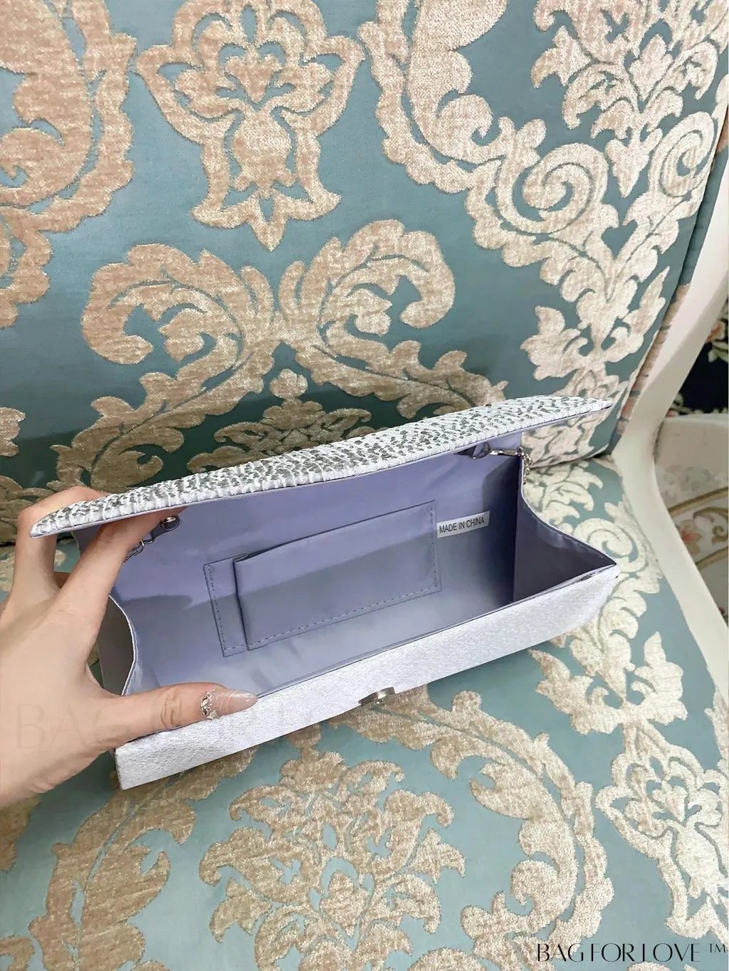 BagForLove - Party-ready Rhinestone Envelope Clutch with Ruched Detail