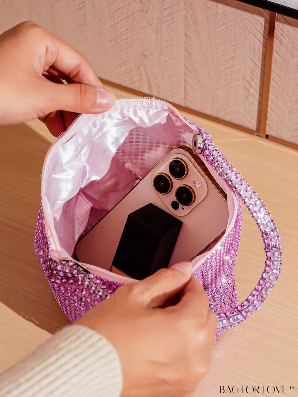 BagForLove - Rhinestone-Adorned Mini Evening Bag