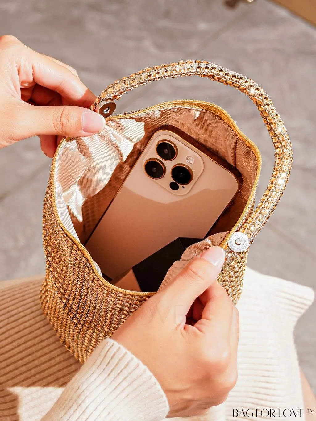 BagForLove - Rhinestone-Adorned Mini Evening Bag