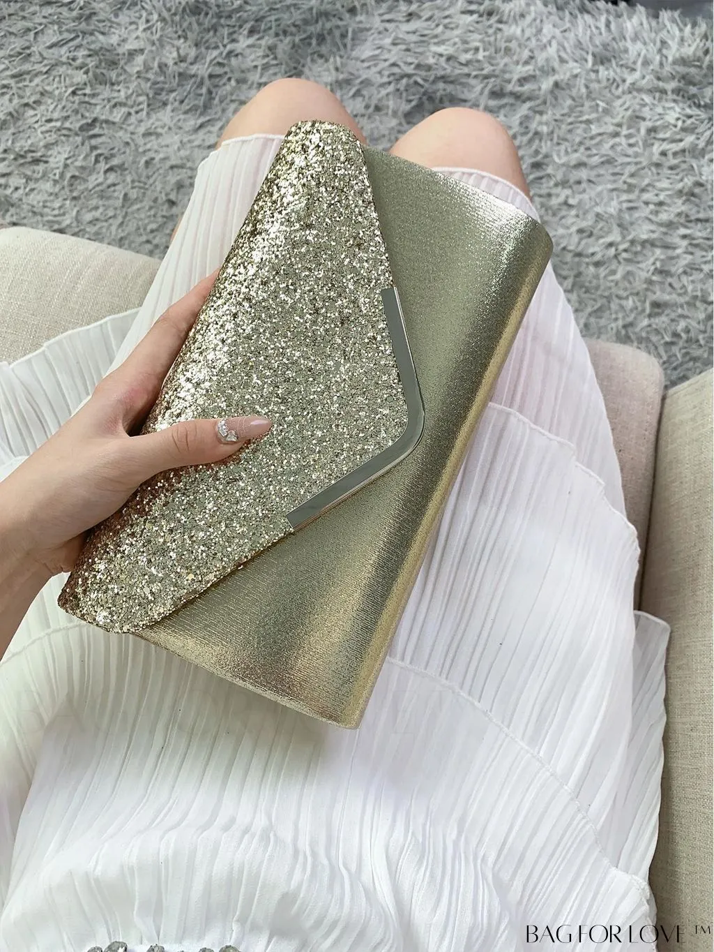 BagForLove - Small Glamorous Glitter Envelope Bag: Perfect for Party Affair