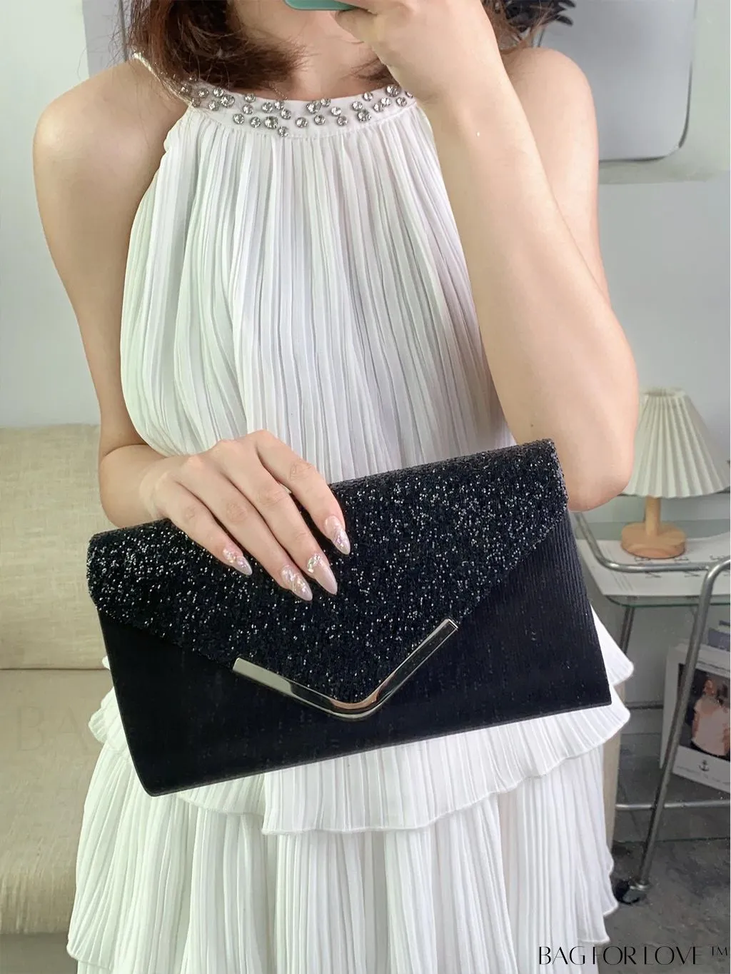 BagForLove - Small Glamorous Glitter Envelope Bag: Perfect for Party Affair