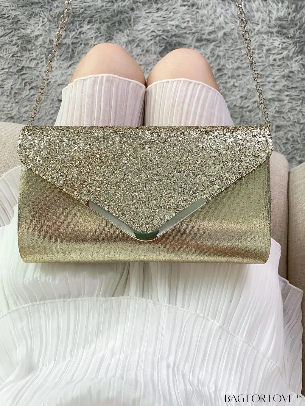 BagForLove - Small Glamorous Glitter Envelope Bag: Perfect for Party Affair