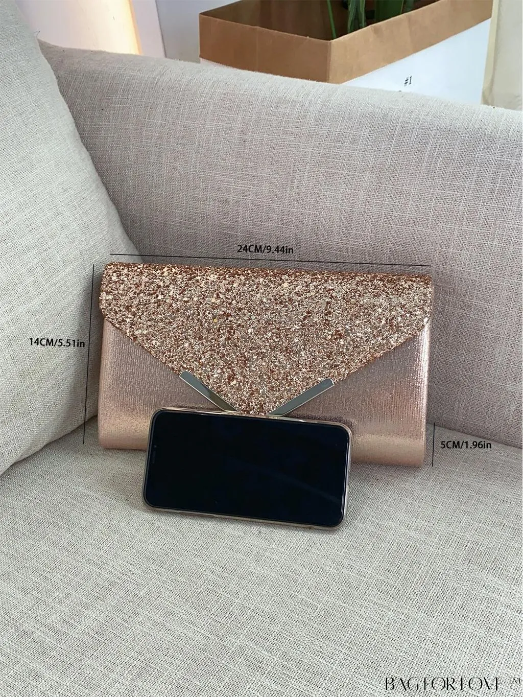 BagForLove - Small Glamorous Glitter Envelope Bag: Perfect for Party Affair