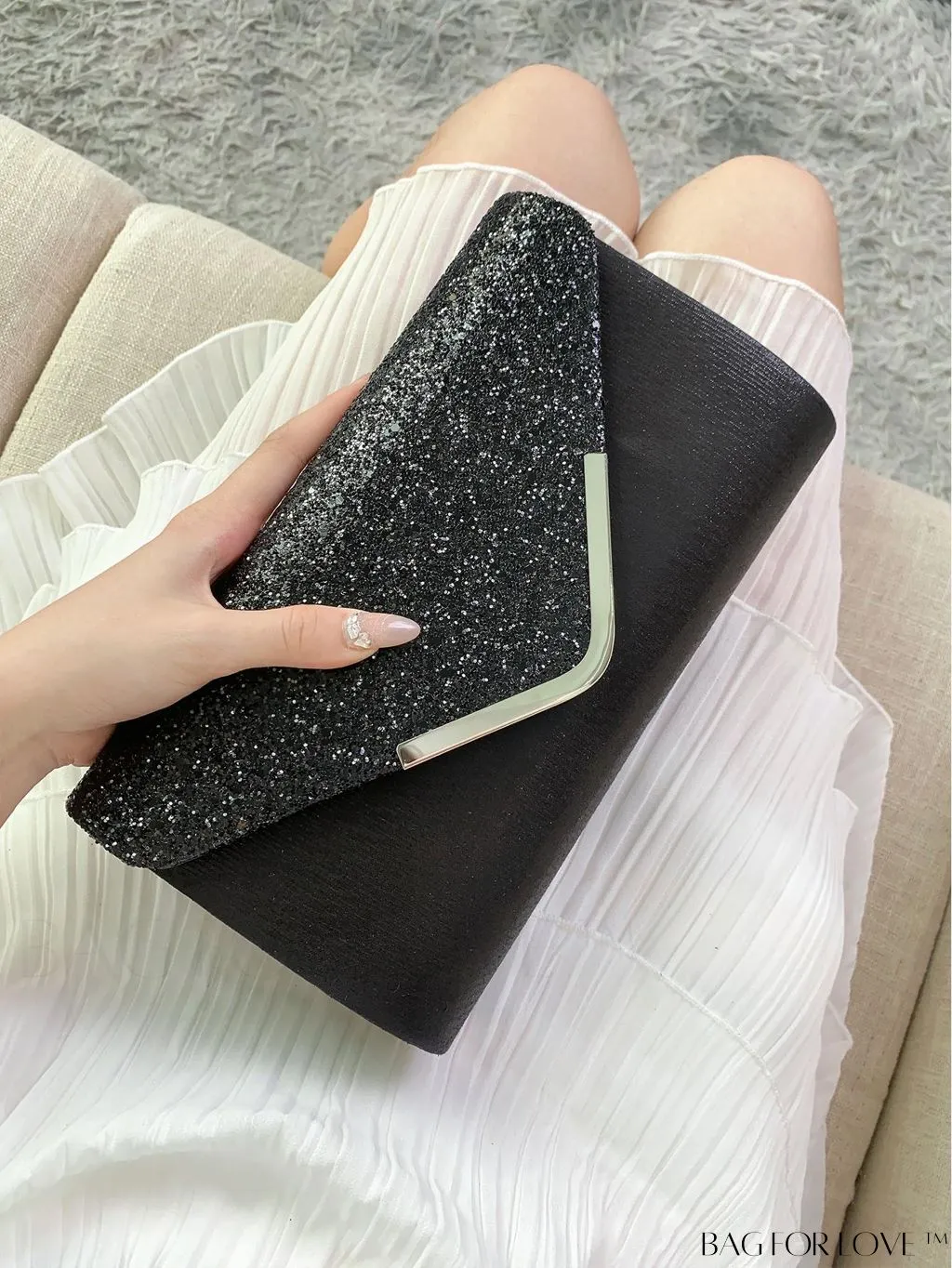BagForLove - Small Glamorous Glitter Envelope Bag: Perfect for Party Affair