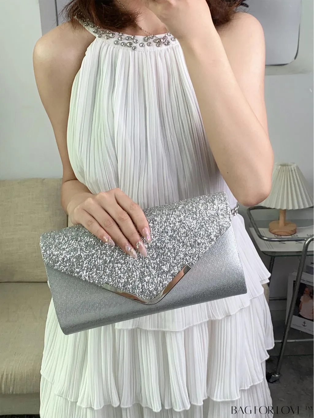 BagForLove - Small Glamorous Glitter Envelope Bag: Perfect for Party Affair