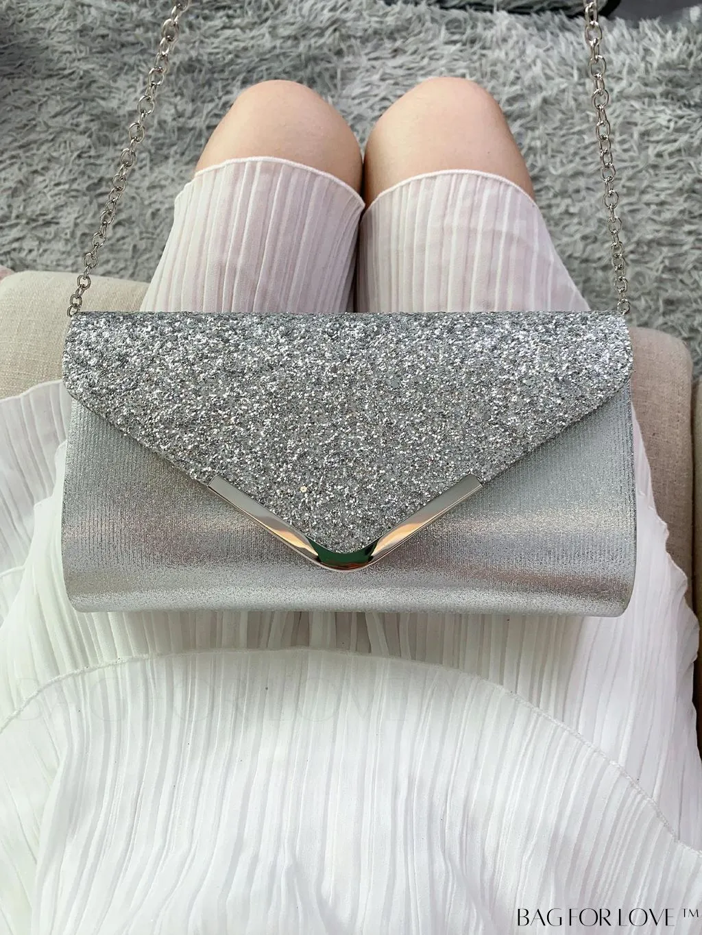 BagForLove - Small Glamorous Glitter Envelope Bag: Perfect for Party Affair