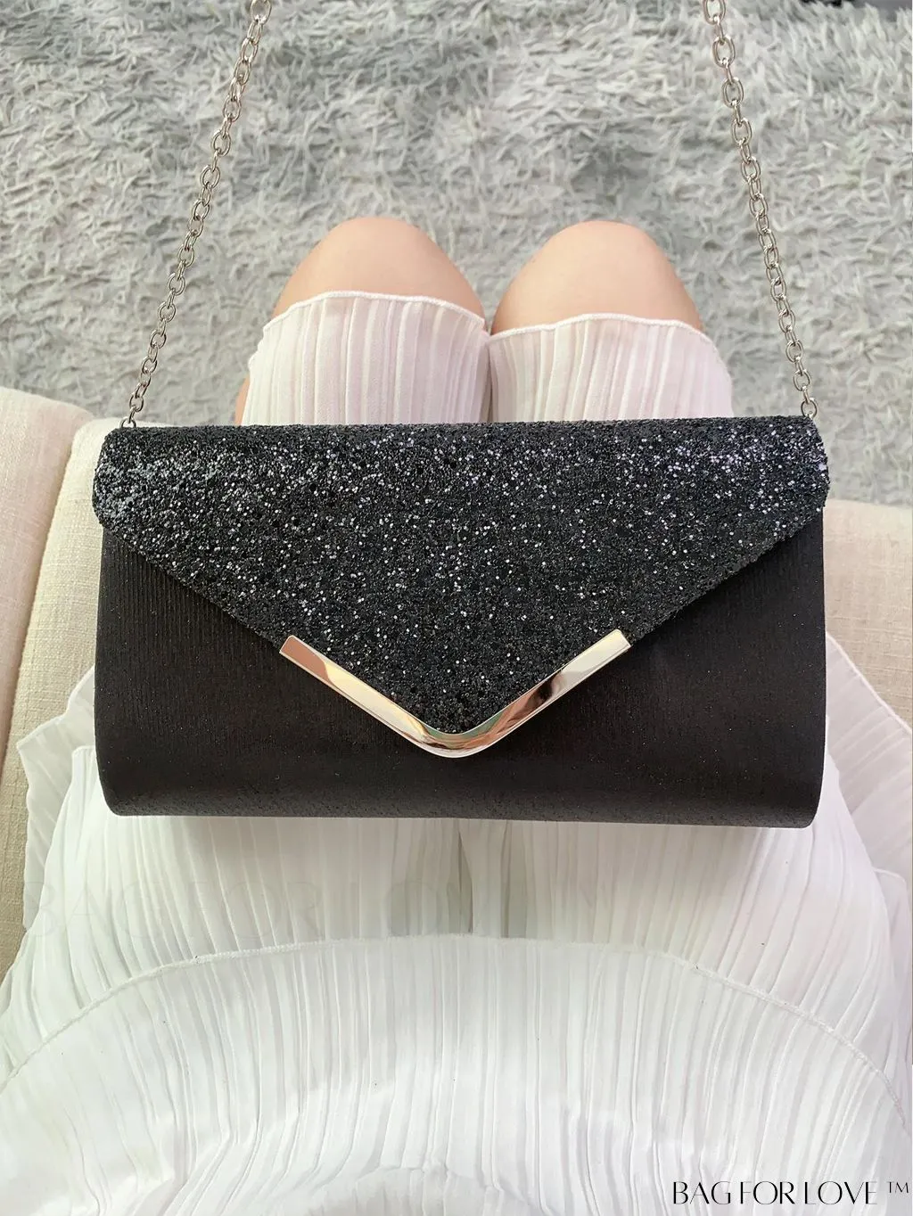 BagForLove - Small Glamorous Glitter Envelope Bag: Perfect for Party Affair