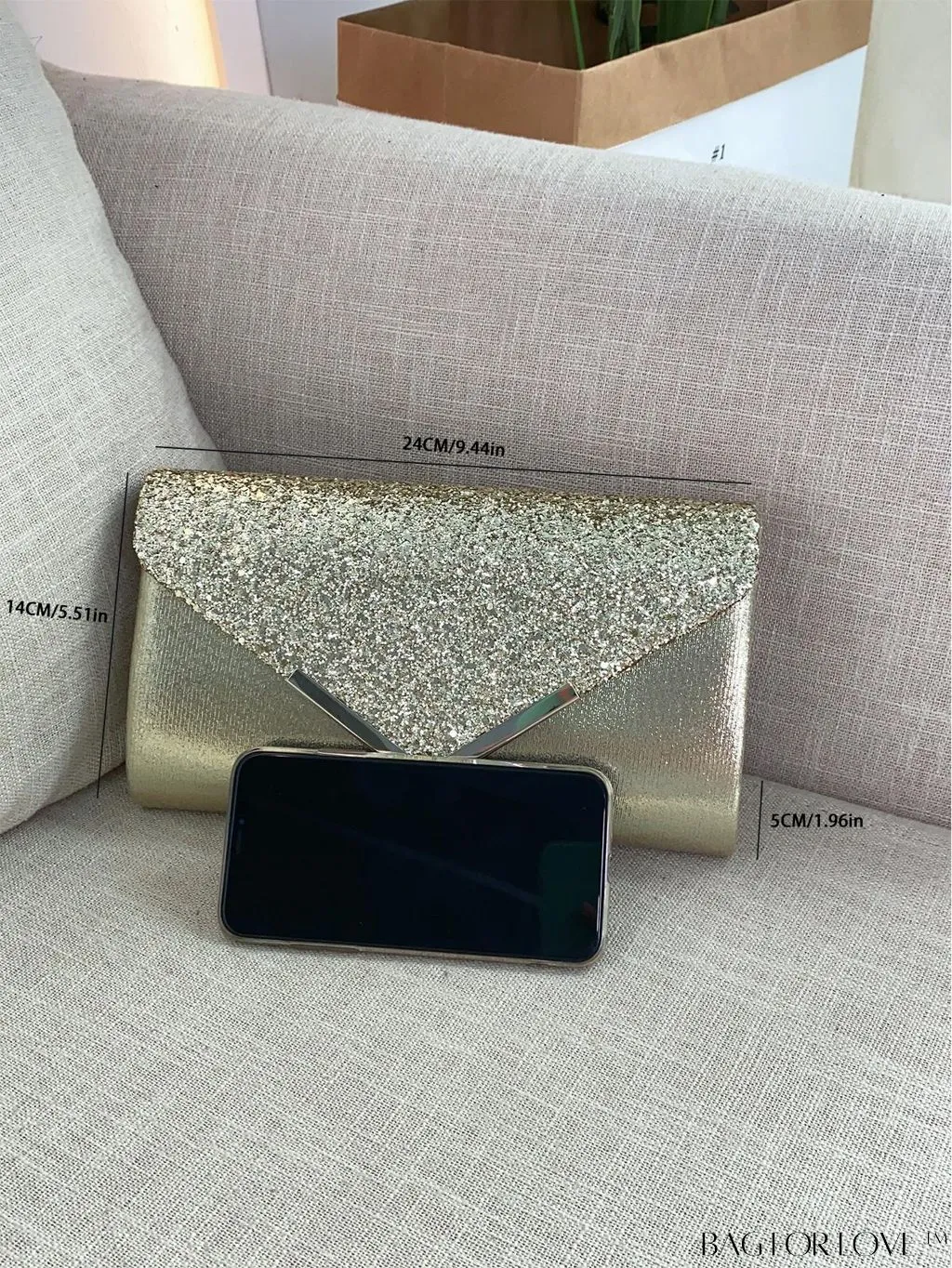 BagForLove - Small Glamorous Glitter Envelope Bag: Perfect for Party Affair