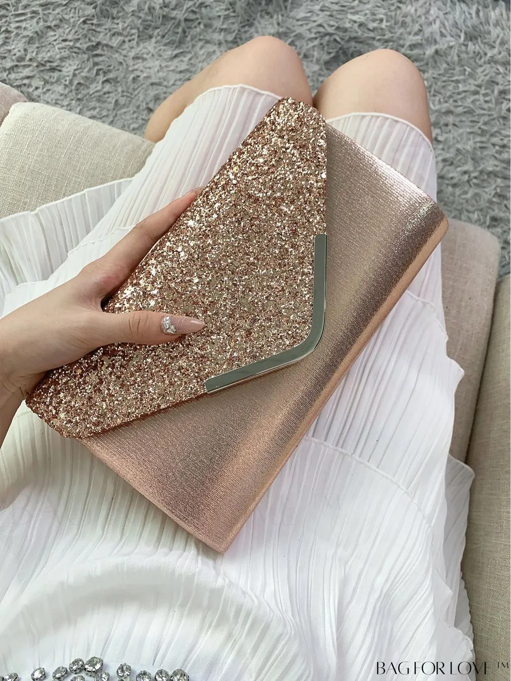 BagForLove - Small Glamorous Glitter Envelope Bag: Perfect for Party Affair