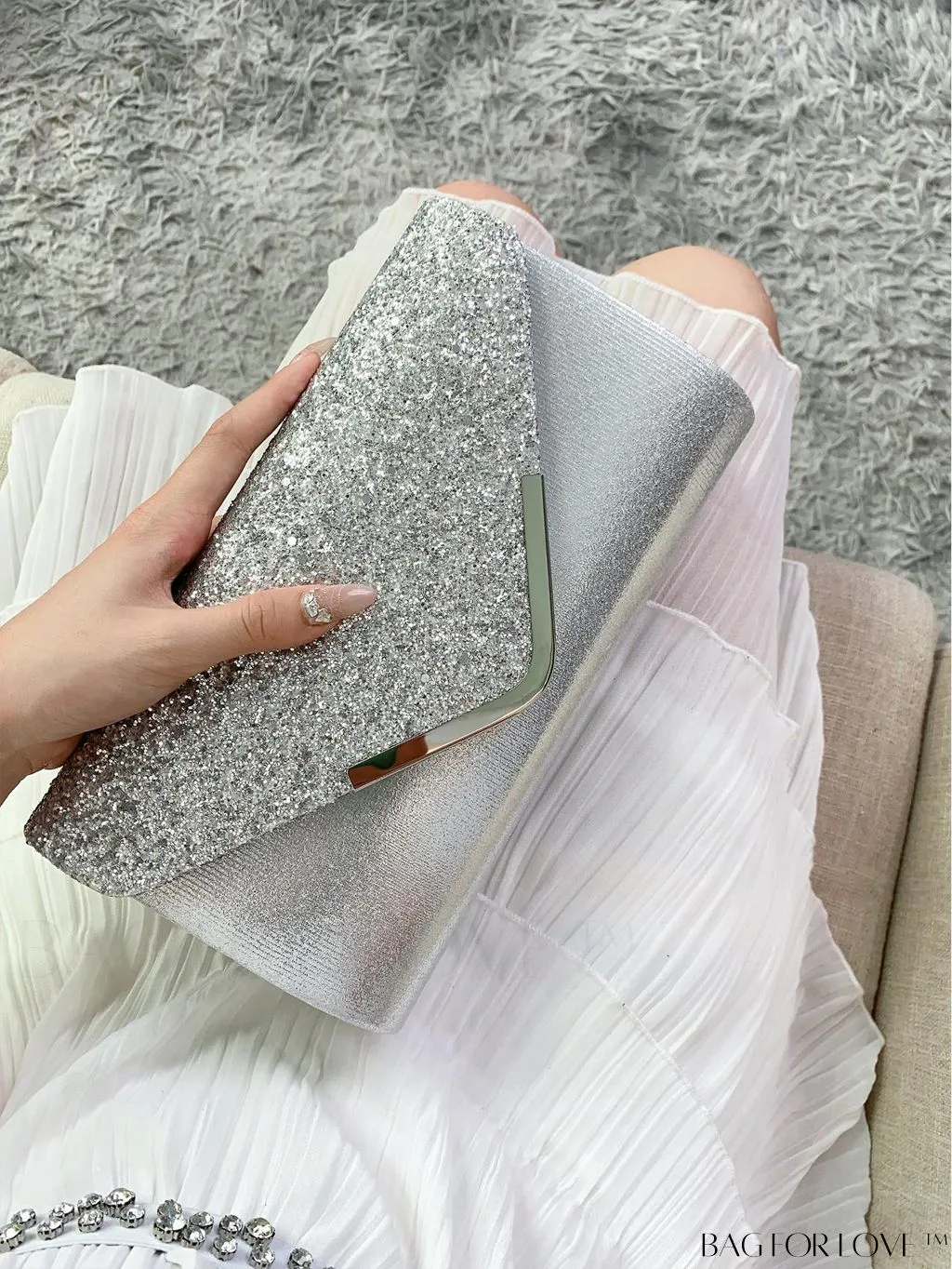 BagForLove - Small Glamorous Glitter Envelope Bag: Perfect for Party Affair